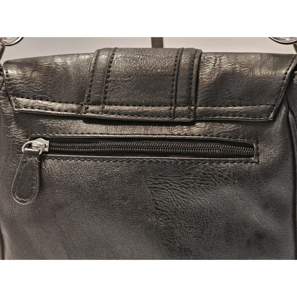 Nicole Miller Black Crossbody Bag Saddle Purse Vegan Leather Small Messenger EUC - Picture 10 of 15